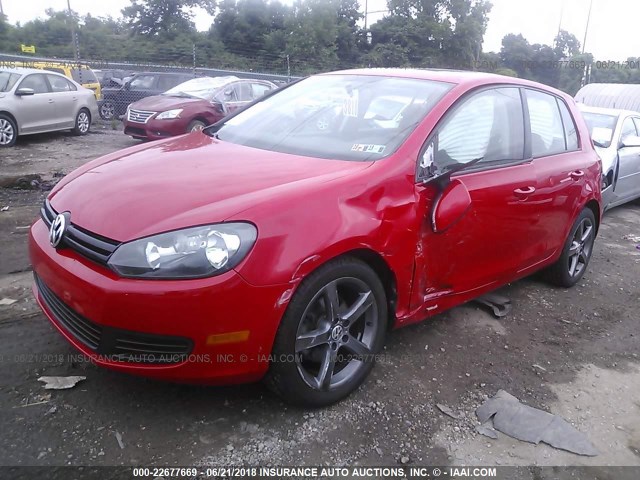 WVWDB7AJ8CW100358 - 2012 VOLKSWAGEN GOLF RED photo 2