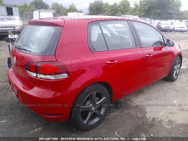 WVWDB7AJ8CW100358 - 2012 VOLKSWAGEN GOLF RED photo 4