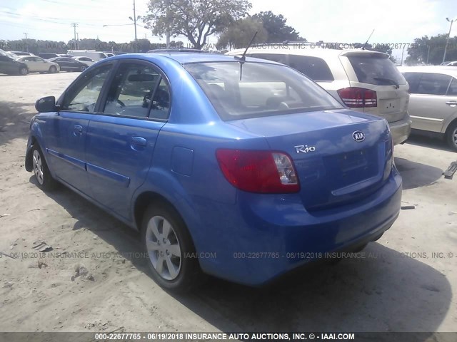 KNADH4A38A6679053 - 2010 KIA RIO LX/SX BLUE photo 3