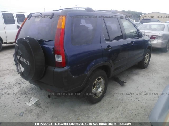 JHLRD78452C012757 - 2002 HONDA CR-V LX BLUE photo 4