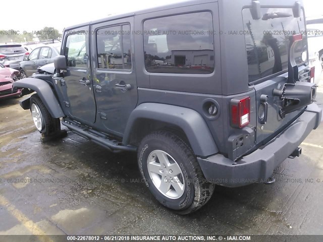 1C4BJWDG8GL335158 - 2016 JEEP WRANGLER UNLIMITE SPORT GRAY photo 3