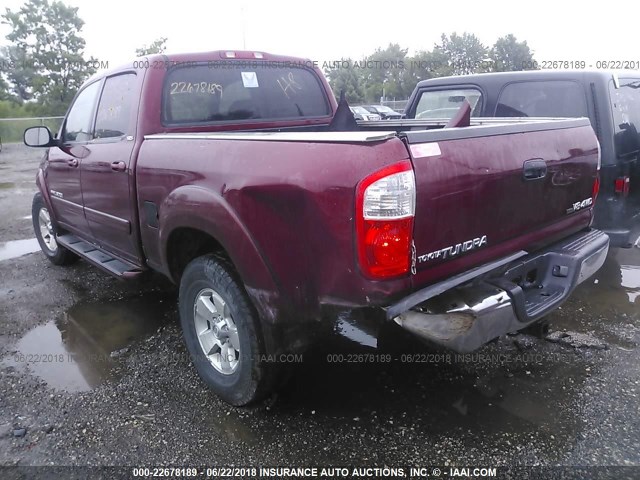 5TBDT44185S484869 - 2005 TOYOTA TUNDRA DOUBLE CAB SR5 BURGUNDY photo 3