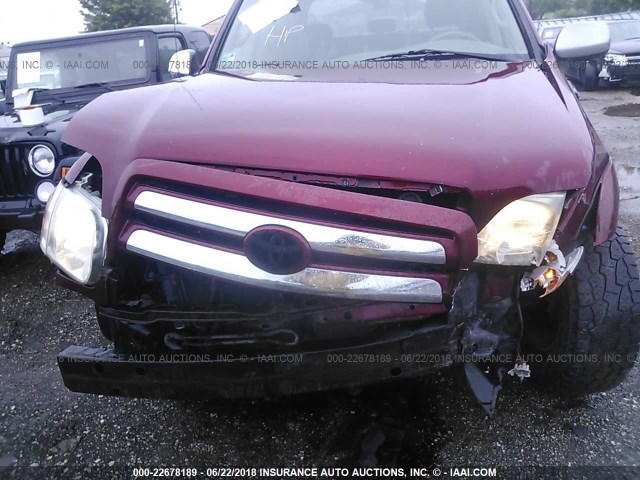 5TBDT44185S484869 - 2005 TOYOTA TUNDRA DOUBLE CAB SR5 BURGUNDY photo 6