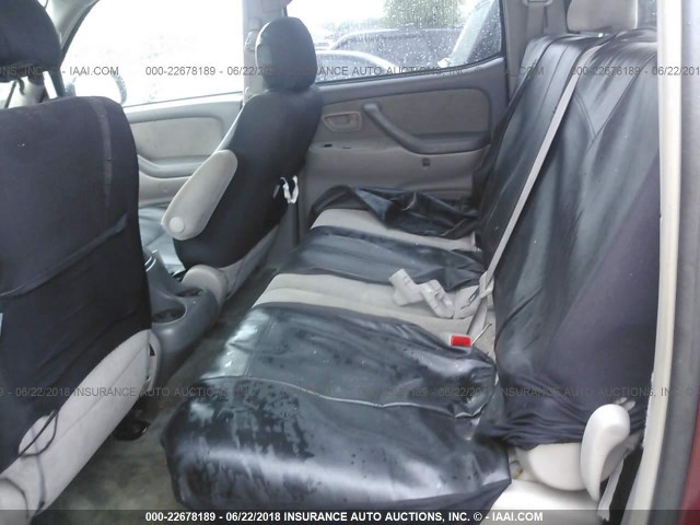 5TBDT44185S484869 - 2005 TOYOTA TUNDRA DOUBLE CAB SR5 BURGUNDY photo 8