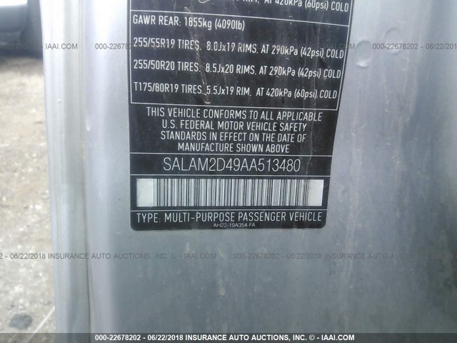 SALAM2D49AA513480 - 2010 LAND ROVER LR4 HSE PLUS SILVER photo 9