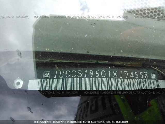 1GCCS195018194558 - 2001 CHEVROLET S TRUCK S10 WHITE photo 9