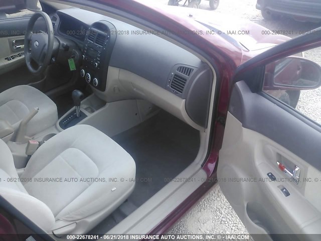 KNAFE121475380445 - 2007 KIA SPECTRA EX/LX BURGUNDY photo 5