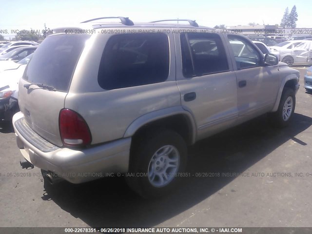 1D4HS48N23F527451 - 2003 DODGE DURANGO SLT GOLD photo 4