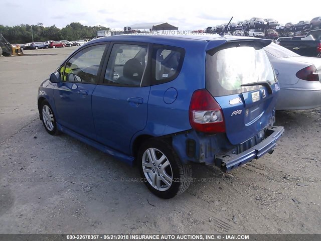 JHMGD38657S034753 - 2007 HONDA FIT S BLUE photo 3