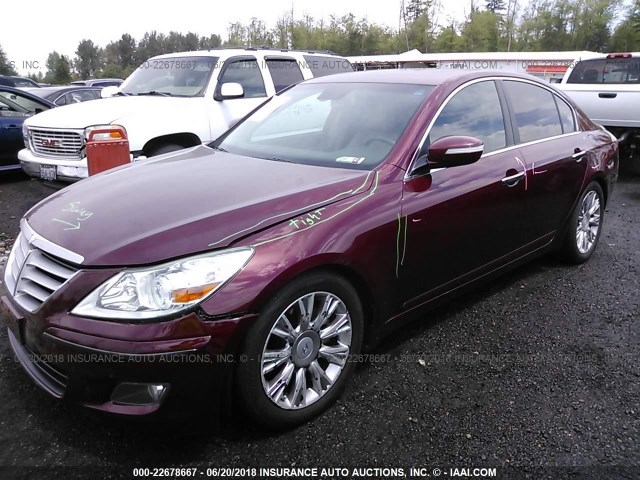 KMHGC46E99U022886 - 2009 HYUNDAI GENESIS 3.8L MAROON photo 2