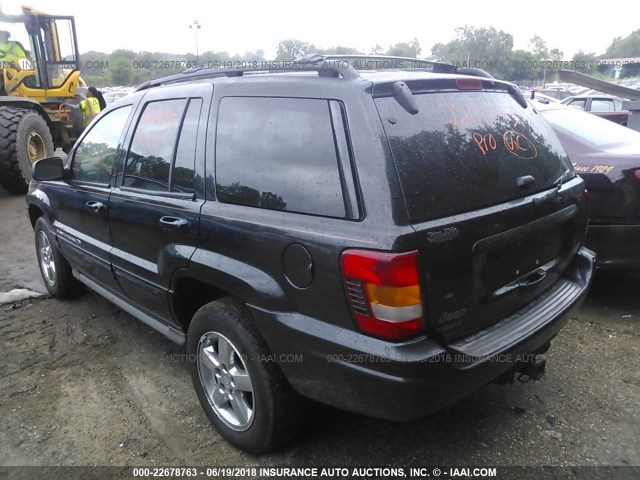 1J8GW68J43C554196 - 2003 JEEP GRAND CHEROKEE OVERLAND BLACK photo 3