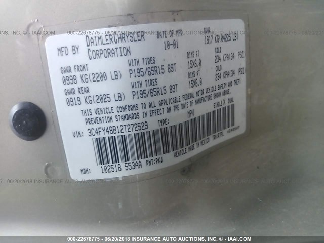 3C4FY48B12T272529 - 2002 CHRYSLER PT CRUISER CLASSIC 棕色 照片 9