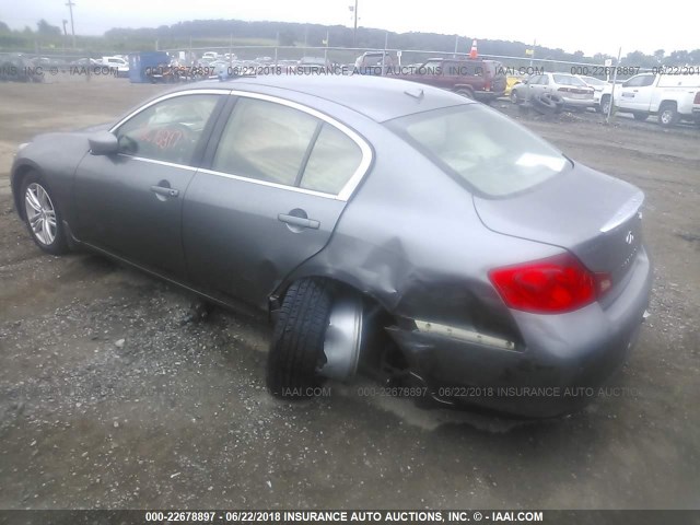 JN1CV6AR0AM457919 - 2010 INFINITI G37 GRAY photo 3