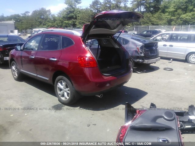 JN8AS5MV7BW283177 - 2011 NISSAN ROGUE S/SV/KROM RED photo 3