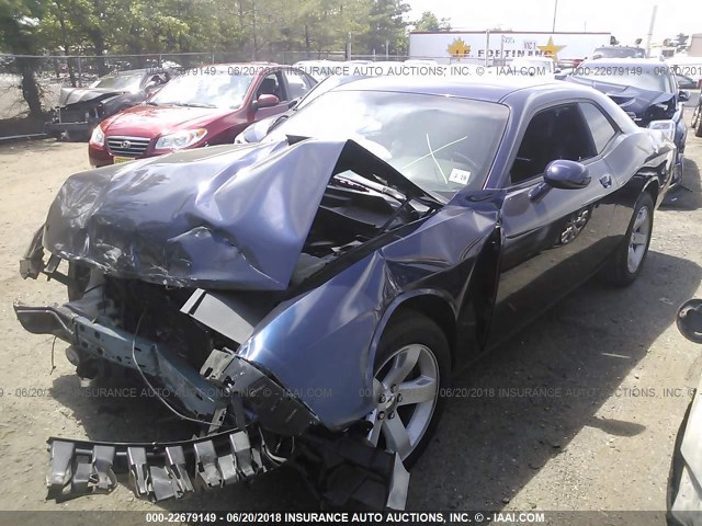 2C3CDYAG1EH133482 - 2014 DODGE CHALLENGER SXT BLUE photo 2