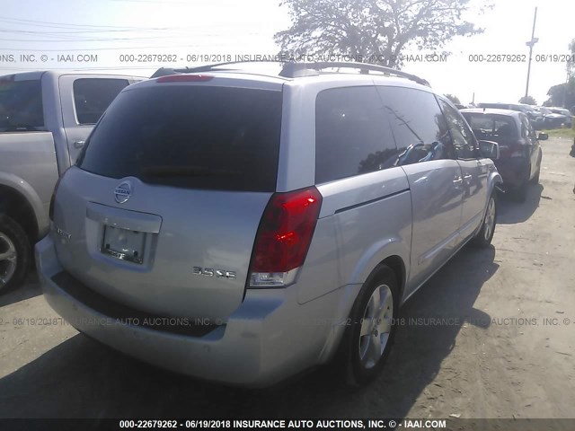 5N1BV28U24N317585 - 2004 NISSAN QUEST S/SE/SL GRAY photo 4