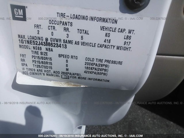 1G1NE52J43M623413 - 2003 CHEVROLET MALIBU LS WHITE photo 9