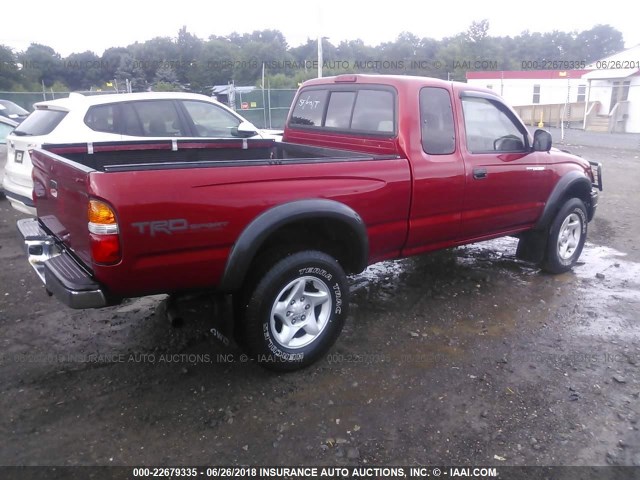 5TEWN72N61Z878613 - 2001 TOYOTA TACOMA XTRACAB RED photo 4