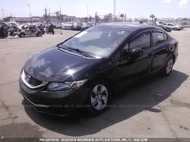 2HGFB2F56DH584300 - 2013 HONDA CIVIC LX BLACK photo 2