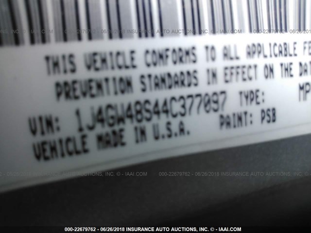 1J4GW48S44C377097 - 2004 JEEP GRAND CHEROKEE LAREDO/COLUMBIA/FREEDOM 银色 照片 9