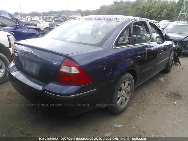 1FAFP24106G101260 - 2006 FORD FIVE HUNDRED SEL BLUE photo 4