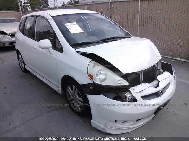 JHMGD376X7S039612 - 2007 HONDA FIT S WHITE photo 1