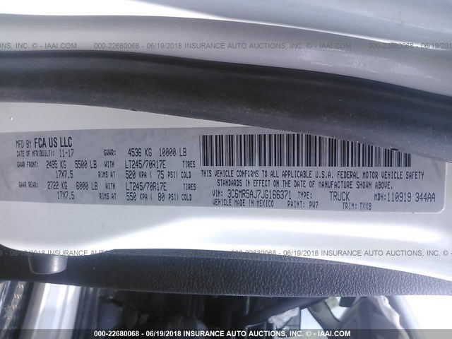 3C6MR5AJ7JG166371 - 2018 RAM 2500 ST WHITE photo 9