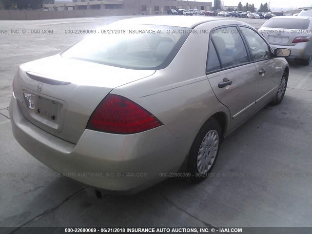 1HGCM56136A161252 - 2006 HONDA ACCORD VALUE BEIGE photo 4