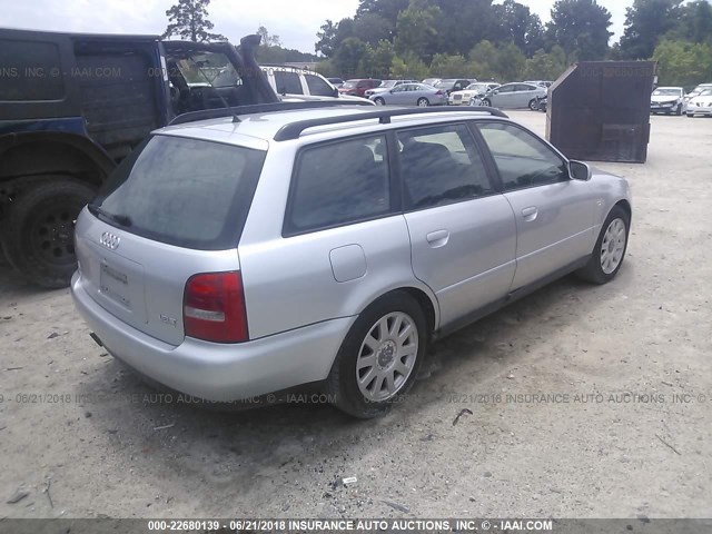 WAUKC68D31A001937 - 2001 AUDI A4 1.8T AVANT QUATTRO SILVER photo 4