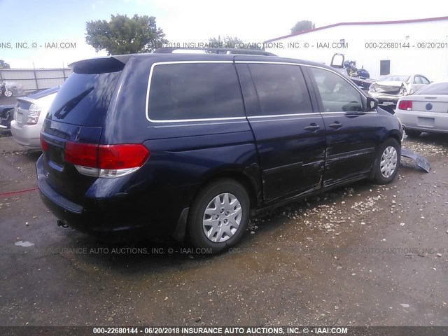 5FNRL38278B098298 - 2008 HONDA ODYSSEY LX BLUE photo 4