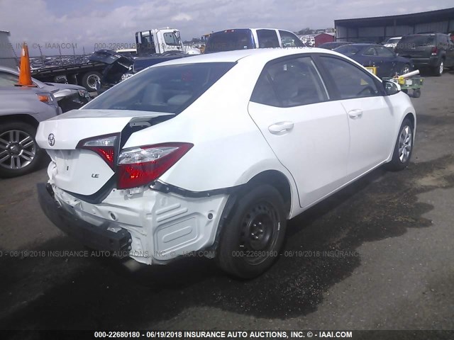 5YFBURHE2GP446605 - 2016 TOYOTA COROLLA L/LE/LE PLS/PRM/S/S PLS WHITE photo 4