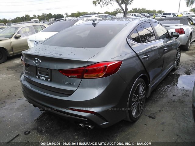 KMHD04LBXJU596214 - 2018 HYUNDAI ELANTRA SPORT GRAY photo 4