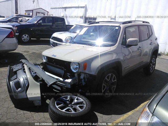 ZACCJBBT1GPD80001 - 2016 JEEP RENEGADE LATITUDE TAN photo 2