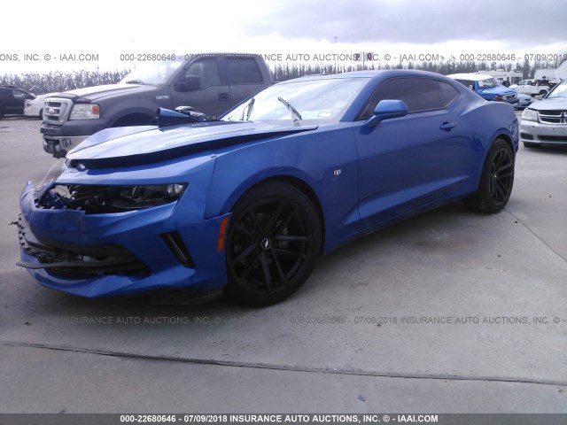 1G1FB1RX2J0148672 - 2018 CHEVROLET CAMARO LT BLUE photo 2