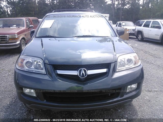 2HNYD18676H500404 - 2006 ACURA MDX TOURING GRAY photo 6