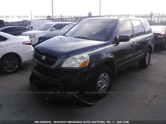 2HKYF18195H542065 - 2005 HONDA PILOT LX GRAY photo 2