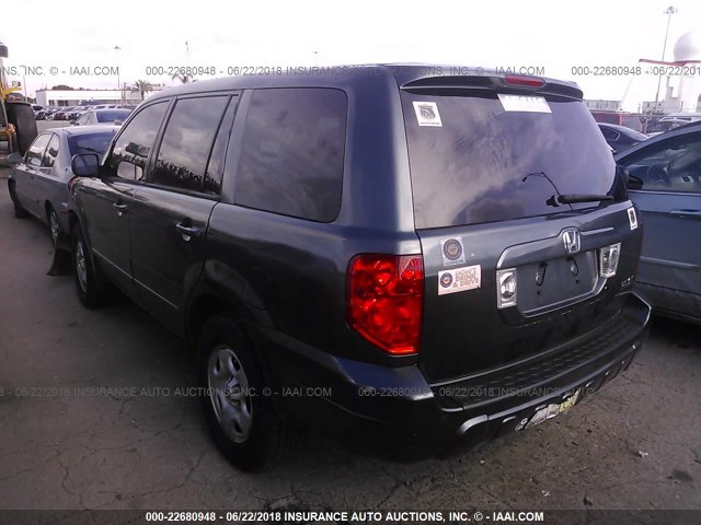 2HKYF18195H542065 - 2005 HONDA PILOT LX GRAY photo 3