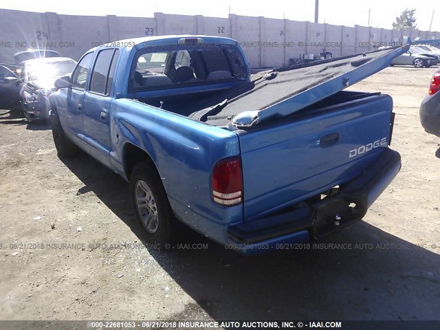 1B7HL2AX11S240357 - 2001 DODGE DAKOTA QUAD BLUE photo 3