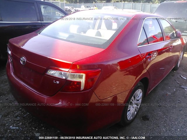 4T4BF1FK4ER439581 - 2014 TOYOTA CAMRY L/SE/LE/XLE RED photo 4