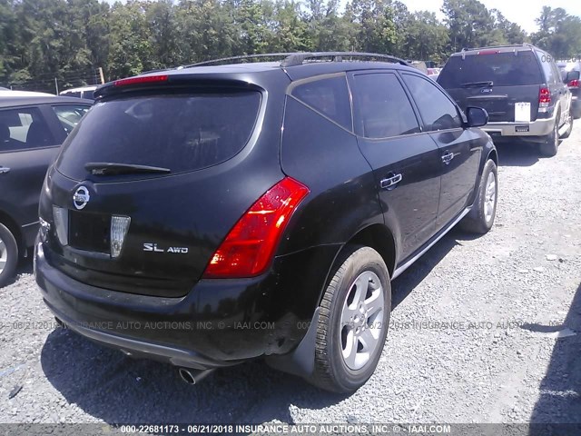 JN8AZ08W15W404209 - 2005 NISSAN MURANO SL/SE/S BLACK photo 4