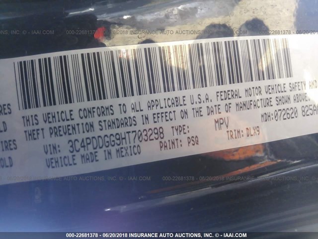 3C4PDDGG9HT703298 - 2017 DODGE JOURNEY CROSSROAD GRAY photo 9