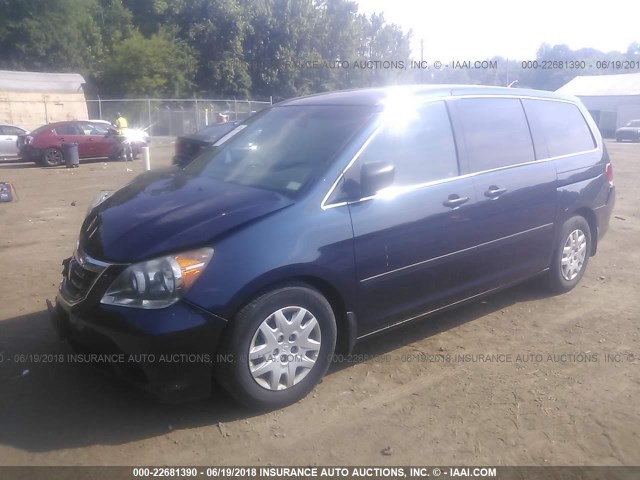 5FNRL3H23AB100313 - 2010 HONDA ODYSSEY LX BLUE photo 2