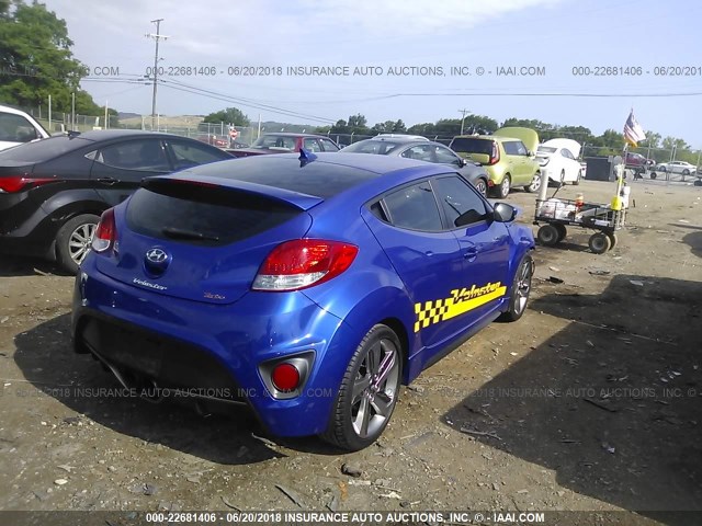 KMHTC6AE0DU175697 - 2013 HYUNDAI VELOSTER TURBO BLUE photo 4