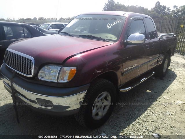 5TBRN34161S214799 - 2001 TOYOTA TUNDRA ACCESS CAB SR5 RED photo 2