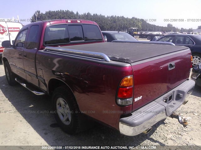 5TBRN34161S214799 - 2001 TOYOTA TUNDRA ACCESS CAB SR5 RED photo 3