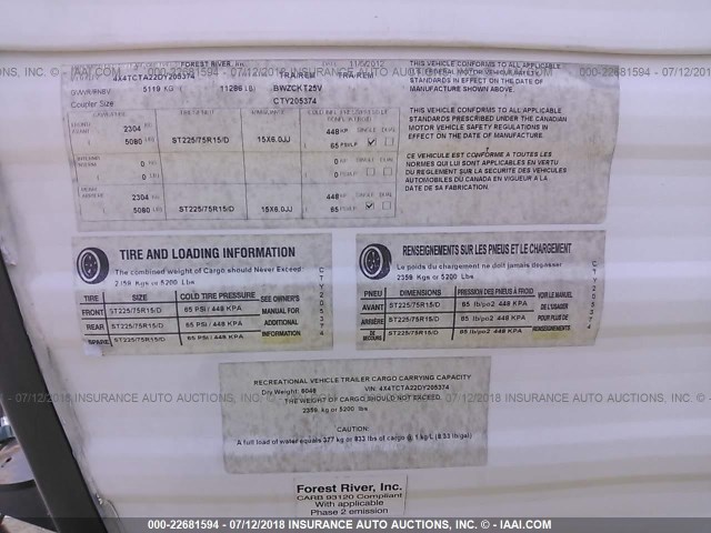 4X4TCTA22DY205374 - 2013 FOREST RIVER VENGEANCE  黑色 照片 9