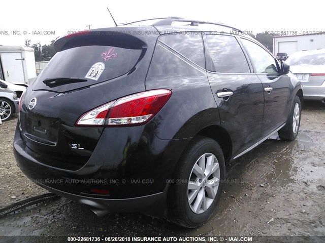 JN8AZ1MU0BW055226 - 2011 NISSAN MURANO S/SL/LE BLACK photo 4