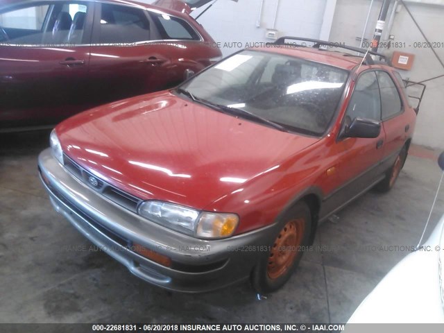 JF1GF4852TH812836 - 1996 SUBARU IMPREZA OUTBACK RED photo 2