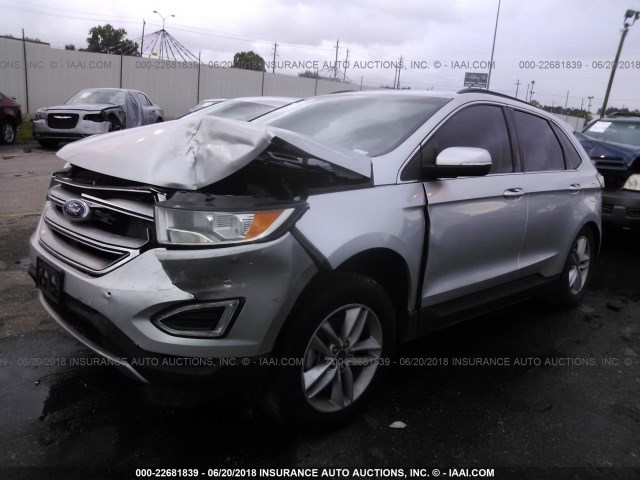 2FMTK3J94FBB12342 - 2015 FORD EDGE SEL SILVER photo 2