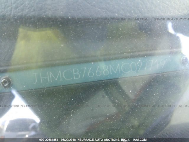 JHMCB7668MC027719 - 1991 HONDA ACCORD EX/EX-R BLACK photo 9